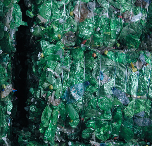 Green Bale of recycled plastic