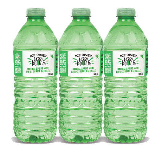 Three 500ml Bottles of Ice River Green Bottle Water.